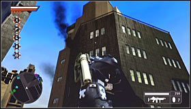 Odszukaj tu czerwony budynek #1 i wykorzystaj okiennice by wspiąć się na górę - Jednostki absorpcyjne (3) | Zadania kluczowe | Crackdown 2 - Crackdown 2 - poradnik do gry