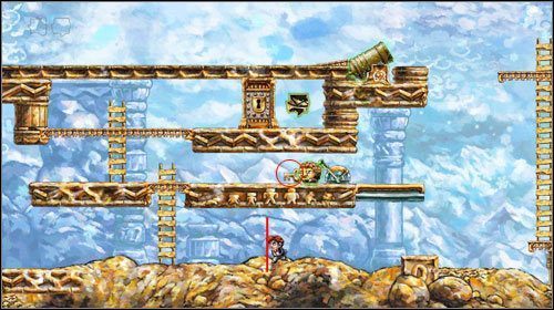Zatrzymaj się na chwilę tuż pod dźwignią - stwór przejmie klucz - Fickle Companion | World 4 | Braid - Braid - poradnik do gry