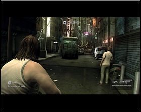 Idąc cały czas prosto dojdziemy do skrzyżowania, gdzie zatrzyma się policyjny patrol [1] - Rozdział 4 - Wyciszenie (1) - Opis przejścia - Kane & Lynch 2: Dog Days - poradnik do gry