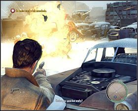 Powróć na zewnątrz i zauważ, że otrzymałeś pistolet, który będziesz mógł od razu przetestować na dość nietypowej strzelnicy - Rozdział 2 - Nie ma jak w domu (3) | Opis przejścia Mafia II - Mafia II - poradnik do gry