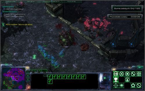 Na początku wyślij po jednym duchu do lokacji nr [1] spuszczając tam bomby jądrowe (x3) - Centrum wywiadu | Wyzwania | StarCraft II Wings of Liberty - StarCraft II: Wings of Liberty - poradnik do gry