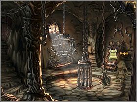 Przesuń płonący koksownik pod otwór w stojaku, po czym ulokuj na stojaku Spota w wersji sprasowanej - Rozdział czwarty - Korona (4) - The Whispered World - poradnik do gry
