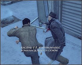 Po rozpoczęciu walki wyprowadzaj ciosy zgodnie z podpowiedziami wyświetlanymi na ekranie #1 #2 - [Fabuła] cz.2 | Osiągnięcia związane z fabułą w Mafia II - Mafia II - poradnik do gry