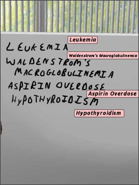 Tablica prezentuje kolejne propozycje chorób, wraz z ich odpowiednikami w burzy mózgów. - Opis przejścia (2) | Crashed | House M.D. - House M.D. - poradnik do gry