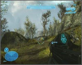 Po dotknięciu ziemi skieruj się przed siebie, w dół zniesienia - Etap II- Winter Contingency (1) | Opis przejścia Halo Reach - Halo: Reach - poradnik do gry