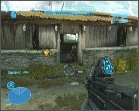 Na początku wchodzimy do pierwszego budynku - Etap III- Oni- Sword Base (1) | Opis przejścia Halo Reach - Halo: Reach - poradnik do gry