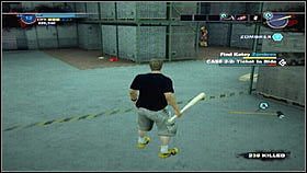 Po zejściu pod ziemię idziemy cały czas prosto za strzałką, aż rozpocznie się cut-scenka z TK'em [1] - Case 2 - Zadania główne - Dead Rising 2 - PC - poradnik do gry