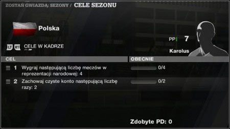 Wciśnij LT lub RT, aby przełączyć się między celami w kadrze, a celami w klubie. - Jak rozwijać zawodnika w FIFA 11? | Zostań gwiazdą - FIFA 11 - poradnik do gry