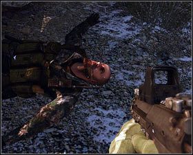 Na szczycie wzgórza ponownie się chowamy [1], strzelając cały czas w nadbiegających Talibów [2] - Przyjaciele z daleka | Opis przejścia Medal of Honor - Medal of Honor - poradnik do gry