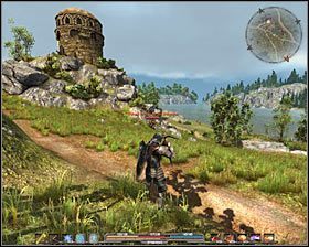 Kieruj się tu początkowo na południe, a następnie skręć na południowy-wschód #1 (M5, 2) - Srebrowód (2) | Zadania główne Arcania Gothic 4 - Arcania: Gothic 4 - poradnik do gry