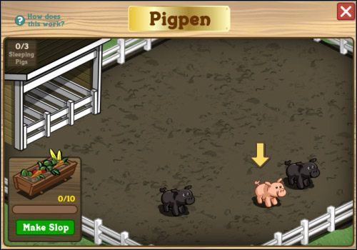 W środku nie mogło rzecz jasna zbraknąć błotka - Chlewik | Budynki w FarmVille - FarmVille - poradnik do gry