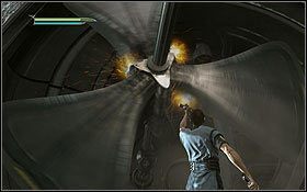 Nieco dalej napotkasz szybko obracające się turbiny - Kamino - Ucieczka | Opis przejścia | Star Wars The Force Unleashed II - Star Wars: The Force Unleashed II - poradnik do gry