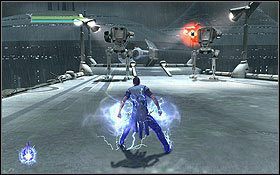 W tym celu dobiegnij do końca platformy i poczekaj, aż zaczną nadlatywać myśliwce - Kamino - Ucieczka | Opis przejścia | Star Wars The Force Unleashed II - Star Wars: The Force Unleashed II - poradnik do gry