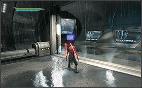 Kiedy napotkasz drugiego droida mitającego karbonitem pokonaj go, a za drzwiami prowadzącymi dalej znajdziesz kolejny holocron - Kamino - Ucieczka | Ukryte holocrony | Star Wars The Force Unleashed II - Star Wars: The Force Unleashed II - poradnik do gry