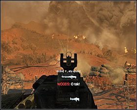 Docelowo powinieneś dotrzeć do bunkra, w którym będzie już stacjonował Woods #1 - GOS (1) | Opis przejścia gry | Call of Duty Black Ops - Call of Duty: Black Ops - poradnik do gry