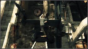 Przebiegnij przez ramię dźwigu [1] , a na jego końcu przeskocz w stronę budynku [2] - Burma - The Beautiful and the Damned | Opis przejścia gry 007 Blood Stone - 007: Blood Stone - poradnik do gry