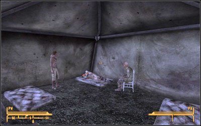 Następne zadanie jest nieco łatwiejsze - udaj się do [Fort Mormon ] (M6B:1) i porozmawiaj z trzema rannymi o tym, kto ich zaatakował - G.I. Blues | Zadania poboczne | Solucja Fallout New Vegas - Fallout: New Vegas - poradnik do gry