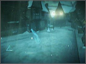 Dalsza wycieczka znów zabierze Cię na główną ulicę, a następnie na podwórka za domami (po lewej stronie) - Misja 13- Dolina Godryka | Opis przejścia Harry Potter i Insygnia Śmierci - Harry Potter i Insygnia Śmierci - część 1 - poradnik do gry