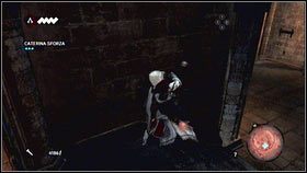 Po dokonaniu egzekucji, wróć do poprzedniej komnaty i schowaj się za rogiem [1] - Sekwencja 4 - Den of Thieves (3) | Opis przejścia AC Brotherhood - Assassins Creed: Brotherhood - poradnik do gry