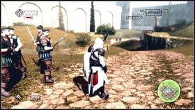 Po otrzymaniu zadania, udaj się w kierunku wskazanego na mapie punktu [1] - Sekwencja 4 - Den of Thieves (4) | Opis przejścia AC Brotherhood - Assassins Creed: Brotherhood - poradnik do gry