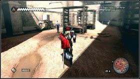 Po rozpoczęciu zadania, schowaj się za rogiem [1] i poczekaj, aż patrolujący teren strażnik, odwróci się - Sekwencja 8 - The Borgia (1) | Opis przejścia AC Brotherhood - Assassins Creed: Brotherhood - poradnik do gry