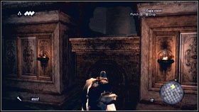 Przekradając się dalej w lewo, powinieneś zobaczyć drewniany drążek [1] - Legowiska Romulusa (8) | Zadania poboczne | Assassins Creed Brotherhood - Assassins Creed: Brotherhood - poradnik do gry