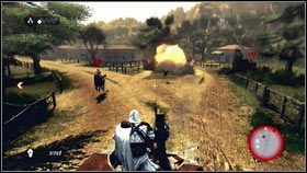 Po pewnym czasie dojedziesz do małej wioski, gdzie oprócz jeźdźców, będą do ciebie strzelać strażnicy, stojący na dachach budynków [1] - Osiągnięcia (8) | Zadania poboczne | Assassins Creed Brotherhood - Assassins Creed: Brotherhood - poradnik do gry