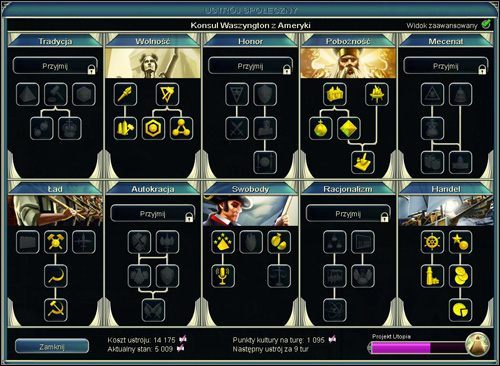 Przykładowa kombinacja ustrojów - Kultura i ustroje | Podstawy Sid Meiers Civilization V - Sid Meiers Civilization V - poradnik do gry