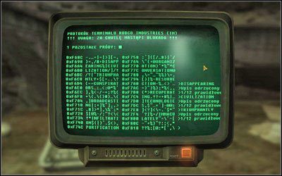 Bardzo prosta mini-gierka, która polega na wprowadzeniu odpowiedniego hasła spośród wszystkich możliwych, mając tylko cztery próby - Ogólne | Podstawy Fallout New Vegas - Fallout: New Vegas - poradnik do gry