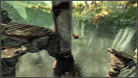 Po znalezieniu się na górze przesuń się w lewo, tak by móc zeskoczyć na zniszczony fragment schodów #1 - Etap 3 - The Dead Bog (3) | Rozdział 1 | Solucja Castlevania Lords of Shadow - Castlevania: Lords of Shadow - poradnik do gry