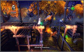 W ten sposób wbiegniesz na szczyt rusztowania po prawej i zbierzesz kolejne mikstury - Etap 4- Dragon Graveyard | Opis przejścia Trine - Trine - poradnik do gry