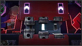 Zanim ruszymy w prawo zdobywamy przedmiot znajdujący się za elementem dekoracji (pod twarzą roześmianego gościa) - Rury marzeń | Fabryka lepszego jutra | LittleBigPlanet 2 - LittleBigPlanet 2 - poradnik do gry