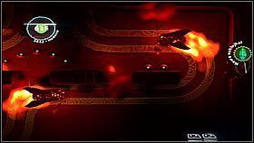 Przeskakujemy po platformach w prawo - uważamy na świetliki - Przy dobrej zabawie świetliki szybko lecą | Azyl Ewy | LittleBigPlanet 2 - LittleBigPlanet 2 - poradnik do gry