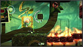 Zanim ruszymy dalej zaglądamy za kroplę po prawej - w dziupli jest przedmiot - Pomoc jest cnotą | Azyl Ewy | LittleBigPlanet 2 - LittleBigPlanet 2 - poradnik do gry