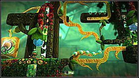 Ruszamy dalej w prawo, gasząc wszystko na drodze i niszcząc diabełki - Pomoc jest cnotą | Azyl Ewy | LittleBigPlanet 2 - LittleBigPlanet 2 - poradnik do gry