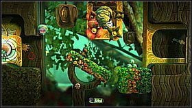 Aby dostać się do góry wysuwamy platformy z wody - zbieramy także przedmiot (wyskakując z górnego strumienia wody) - Pomoc jest cnotą | Azyl Ewy | LittleBigPlanet 2 - LittleBigPlanet 2 - poradnik do gry