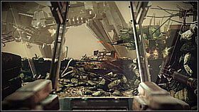 Idąc środkową drogą naprzód trafisz na karabiny, żołnierzy i przede wszystkim czołg - powinien wyjechać naprzeciw - Ewakuacja z Pyrrus (2) | Opis przejścia Killzone 3 - Killzone 3 - poradnik do gry