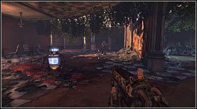 Inforobot #2: drugi również jest na przejściu, w budynku, w którym znajdziesz zasobnik (tuż po nim) - Inforoboty (1) | Sekrety Bulletstorm - Bulletstorm - poradnik do gry