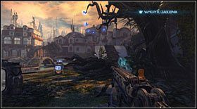 Elektromuchy #4: czwarta gromadka unosi się obok Zasobnika, na który natkniesz się niedługo po pierwszym spotkaniu z Trishką - Elektromuchy | Sekrety Bulletstorm - Bulletstorm - poradnik do gry