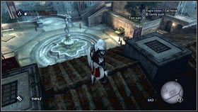 Ostatnie jest na dachu ceglanego budynku, na południe od fontanny [1] - Opis szczegółowy | Pióra i artefakty w Assassins Creed Brotherhood - Assassins Creed: Brotherhood - poradnik do gry