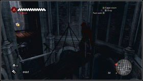Po kilku sekundach pogoni za kardynałem, mężczyzna wjedzie windą na górę [1] - Legowiska Romulusa w Assassins Creed Brotherhood | Skarby i zadania sklepikarzy - Assassins Creed: Brotherhood - poradnik do gry