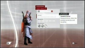 W dziale Asasyni możesz przyglądać się swoim uczniom [1], zwiększać im statyki lub zmieniać strój [2] - Gildia Asasynów | Zadania poboczne Assassins Creed Brotherhood - Assassins Creed: Brotherhood - poradnik do gry