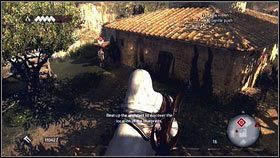 Śledź architekta z wysokości dachu [1] i poczekaj, aż podejdzie do swojego domu [2] - Maszyny Leonarda (1) | Zadania poboczne Assassins Creed Brotherhood - Assassins Creed: Brotherhood - poradnik do gry
