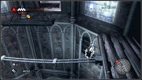 Skacząc między kolejnymi przeszkodami, dostaniesz się na drewnianą platformę [1] - Legowiska Romulusa (6) | Zadania poboczne Assassins Creed Brotherhood - Assassins Creed: Brotherhood - poradnik do gry