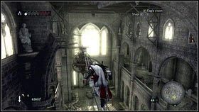 Przeskocz na drewniane rusztowanie [1], a następnie idąc po deskach, udaj się na przeciwni koniec komnaty [2] - Legowiska Romulusa (2) | Zadania poboczne Assassins Creed Brotherhood - Assassins Creed: Brotherhood - poradnik do gry