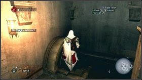 Wjedziesz w ten sposób na dach budynku [1], skąd możesz zeskoczyć do ogrodu i odnaleźć zejście [2] - Legowiska Romulusa (1) | Zadania poboczne Assassins Creed Brotherhood - Assassins Creed: Brotherhood - poradnik do gry