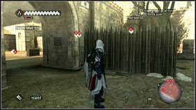 Gdy udasz się do zaznaczonego na mapie fortu [1], gra zaznaczy trzy pary przeciwników [2] - Kontrakty asasynów (1) | Zadania poboczne Assassins Creed Brotherhood - Assassins Creed: Brotherhood - poradnik do gry