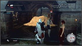 Porozmawiaj z jedną z prostytutek [1], a następnie jak najszybciej udaj się do zaznaczonego na mapie punktu - Zadania kurtyzan (1) | Zadania poboczne Assassins Creed Brotherhood - Assassins Creed: Brotherhood - poradnik do gry