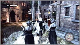 Będąc otoczonym przez kurtyzany [1], podążaj za zaznaczonym żołnierzem [2] - Sekwencja 5 - Bankier (2) | Opis przejścia w Assassins Creed Brotherhood - Assassins Creed: Brotherhood - poradnik do gry