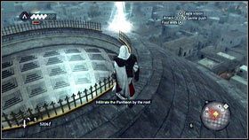 Wejdź na niego [1] i wdrap się po ścianie na sam szczyt [2] - Sekwencja 5 - Bankier (1) | Opis przejścia w Assassins Creed Brotherhood - Assassins Creed: Brotherhood - poradnik do gry